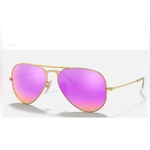 Ray-Ban RB3025 Aviator Sunglasses 55mm Pink Flash Lenses Gold Frame 112/4T New